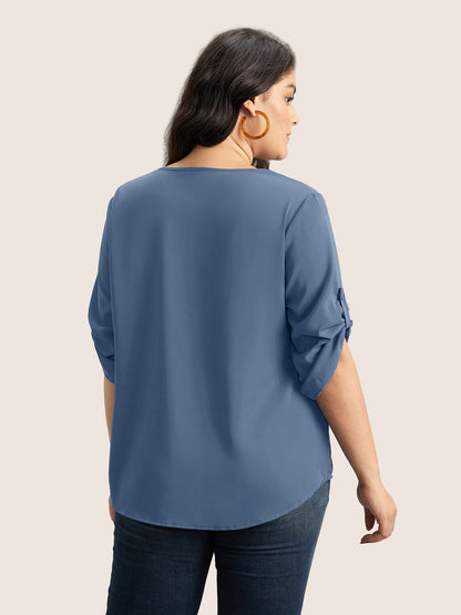 Anti-crease Plain Pleated Sleeve Blouse