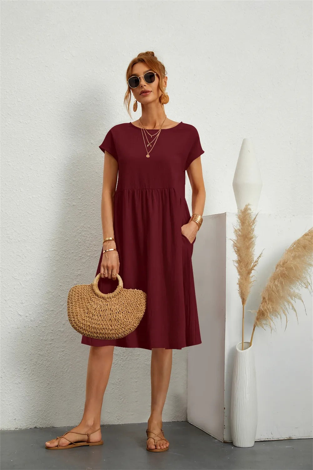OLIVIA - O-NECK CASUAL SUMMER DRESS WITH LOOSE FIT